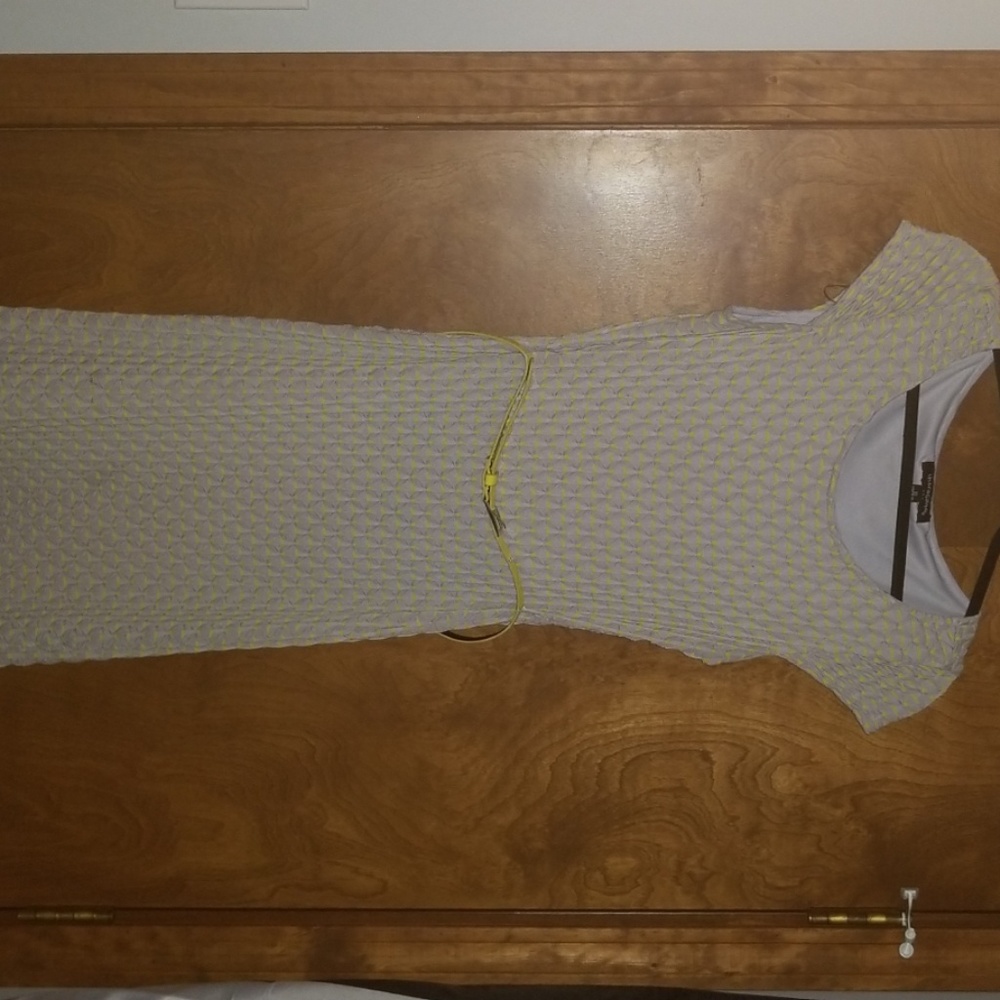 Grey and yellow belt dress